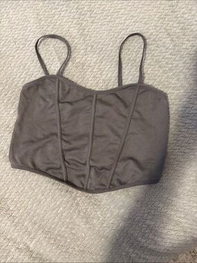 Garage Charcoal Gray Bandeau Bustier Crop Top